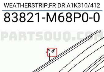 Suzuki 83821M68P00 WEATHERSTRIP,FR DR A1K310/412