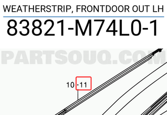 Suzuki 83821M74L01 WEATHERSTRIP, FRONTDOOR OUT LH
