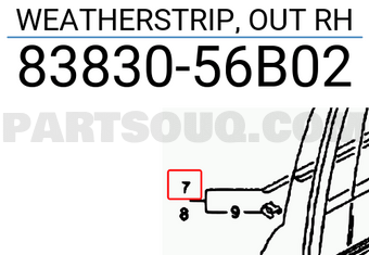 Suzuki 8383056B02 WEATHERSTRIP, OUT RH