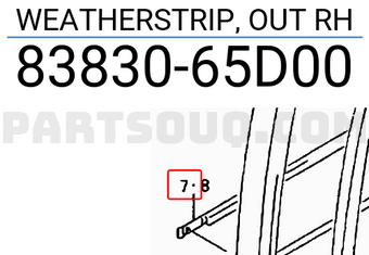 Suzuki 8383065D00 WEATHERSTRIP, OUT RH