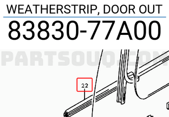 Suzuki 8383077A00 WEATHERSTRIP, DOOR OUT