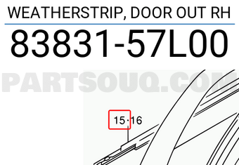 Suzuki 8383157L00 WEATHERSTRIP, DOOR OUT RH