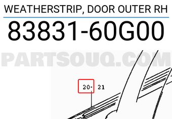 Suzuki 8383160G00 WEATHERSTRIP, DOOR OUTER RH
