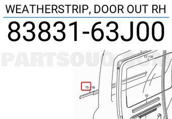 Suzuki 8383163J00 WEATHERSTRIP, DOOR OUT RH