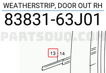 Suzuki 8383163J01 WEATHERSTRIP, DOOR OUT RH