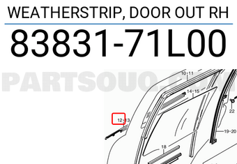 Suzuki 8383171L00 WEATHERSTRIP, DOOR OUT RH
