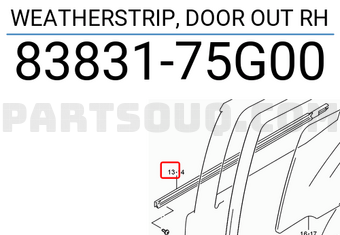 Suzuki 8383175G00 WEATHERSTRIP, DOOR OUT RH