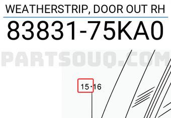 Suzuki 8383175KA0 WEATHERSTRIP, DOOR OUT RH