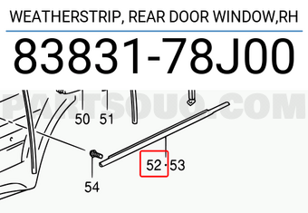 Suzuki 8383178J00 WEATHERSTRIP, REAR DOOR WINDOW,RH