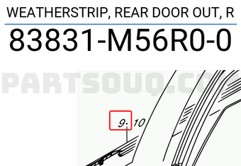 Suzuki 83831M56R00 WEATHERSTRIP, REAR DOOR OUT, R