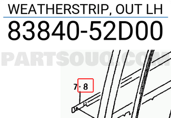 Suzuki 8384052D00 WEATHERSTRIP, OUT LH