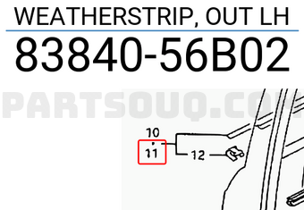 Suzuki 8384056B02 WEATHERSTRIP, OUT LH