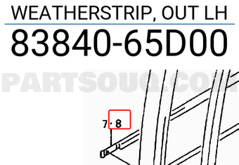 Suzuki 8384065D00 WEATHERSTRIP, OUT LH