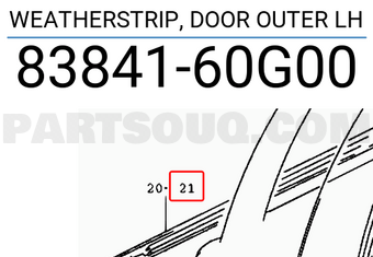 Suzuki 8384160G00 WEATHERSTRIP, DOOR OUTER LH