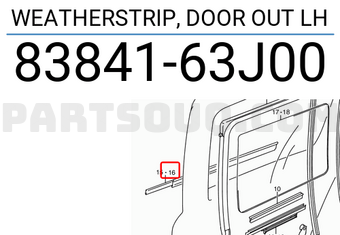 Suzuki 8384163J00 WEATHERSTRIP, DOOR OUT LH