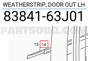 Suzuki 8384163J01 WEATHERSTRIP, DOOR OUT LH