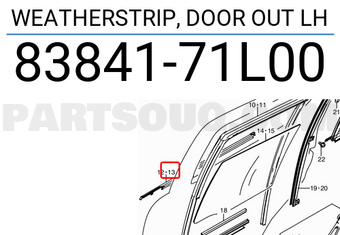 Suzuki 8384171L00 WEATHERSTRIP, DOOR OUT LH