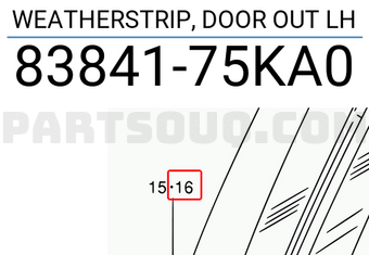Suzuki 8384175KA0 WEATHERSTRIP, DOOR OUT LH