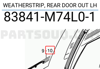 Suzuki 83841M74L01 WEATHERSTRIP, REAR DOOR OUT LH
