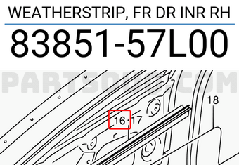 Suzuki 8385157L00 WEATHERSTRIP, FR DR INR RH