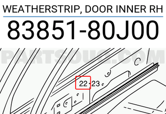 Suzuki 8385180J00 WEATHERSTRIP, DOOR INNER RH