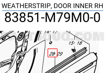 Suzuki 83851M79M00 WEATHERSTRIP, DOOR INNER RH
