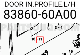 Suzuki 8386060A00 DOOR IN.PROFILE,L/H