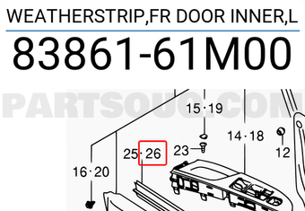 Suzuki 8386161M00 WEATHERSTRIP,FR DOOR INNER,L