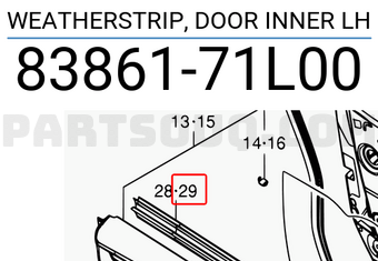 Suzuki 8386171L00 WEATHERSTRIP, DOOR INNER LH