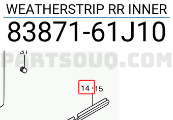 Suzuki 8387161J10 WEATHERSTRIP RR INNER