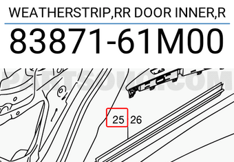 Suzuki 8387161M00 WEATHERSTRIP,RR DOOR INNER,R