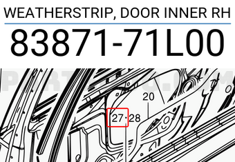 Suzuki 8387171L00 WEATHERSTRIP, DOOR INNER RH