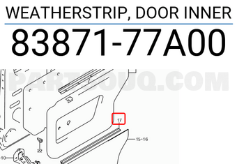 Suzuki 8387177A00 WEATHERSTRIP, DOOR INNER