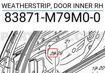 Suzuki 83871M79M00 WEATHERSTRIP, DOOR INNER RH