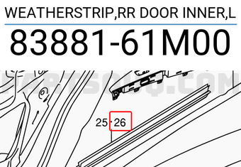 Suzuki 8388161M00 WEATHERSTRIP,RR DOOR INNER,L