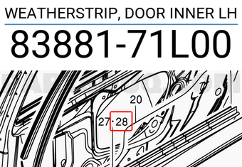 Suzuki 8388171L00 WEATHERSTRIP, DOOR INNER LH