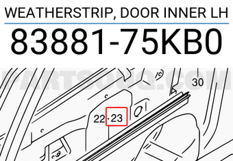 Suzuki 8388175KB0 WEATHERSTRIP, DOOR INNER LH