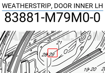 Suzuki 83881M79M00 WEATHERSTRIP, DOOR INNER LH