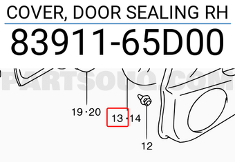 Suzuki 8391165D00 COVER, DOOR SEALING RH