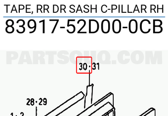 Suzuki 8391752D000CB TAPE, RR DR SASH C-PILLAR RH