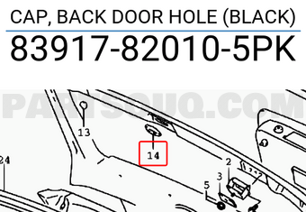 Suzuki 83917820105PK CAP, BACK DOOR HOLE (BLACK)