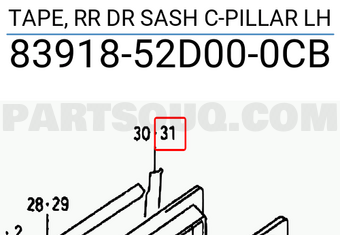 Suzuki 8391852D000CB TAPE, RR DR SASH C-PILLAR LH