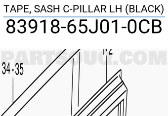 Suzuki 8391865J010CB TAPE, SASH C-PILLAR LH (BLACK)