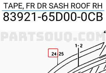 Suzuki 8392165D000CB TAPE, FR DR SASH ROOF RH