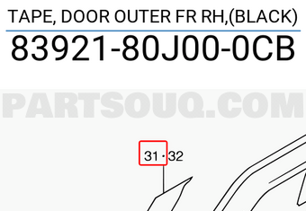 Suzuki 8392180J000CB TAPE, DOOR OUTER FR RH,(BLACK)