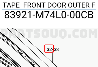 Suzuki 83921M74L000CB TAPE FRONT DOOR OUTER F