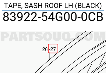 Suzuki 8392254G000CB TAPE, SASH ROOF LH (BLACK)
