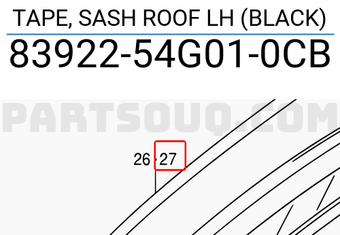 Suzuki 8392254G010CB TAPE, SASH ROOF LH (BLACK)