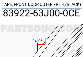 Suzuki 8392263J000CE TAPE, FRONT DOOR OUTER FR LH,(BLACK)