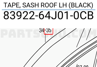 Suzuki 8392264J010CB TAPE, SASH ROOF LH (BLACK)